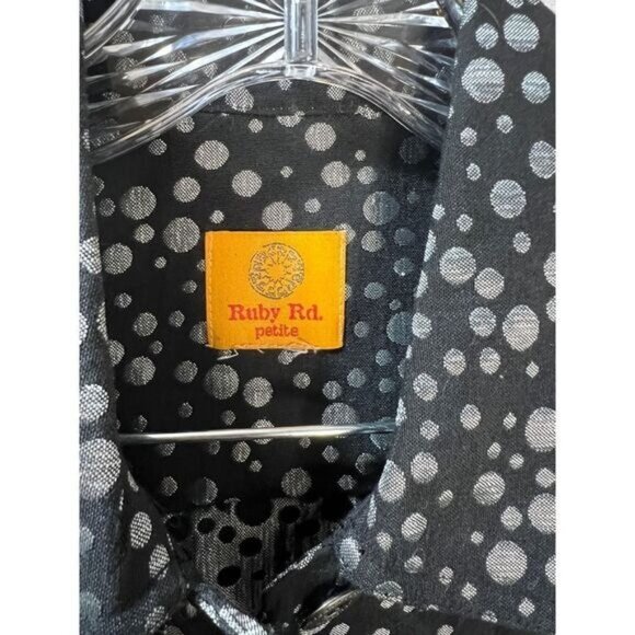Ruby Rd Black‎ Silver Button Down Long Sleeve Medium - Picture 4 of 5